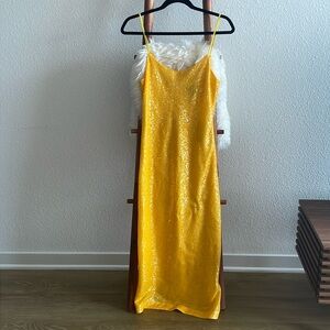 JCREW Yellow Sequin Midi Dress